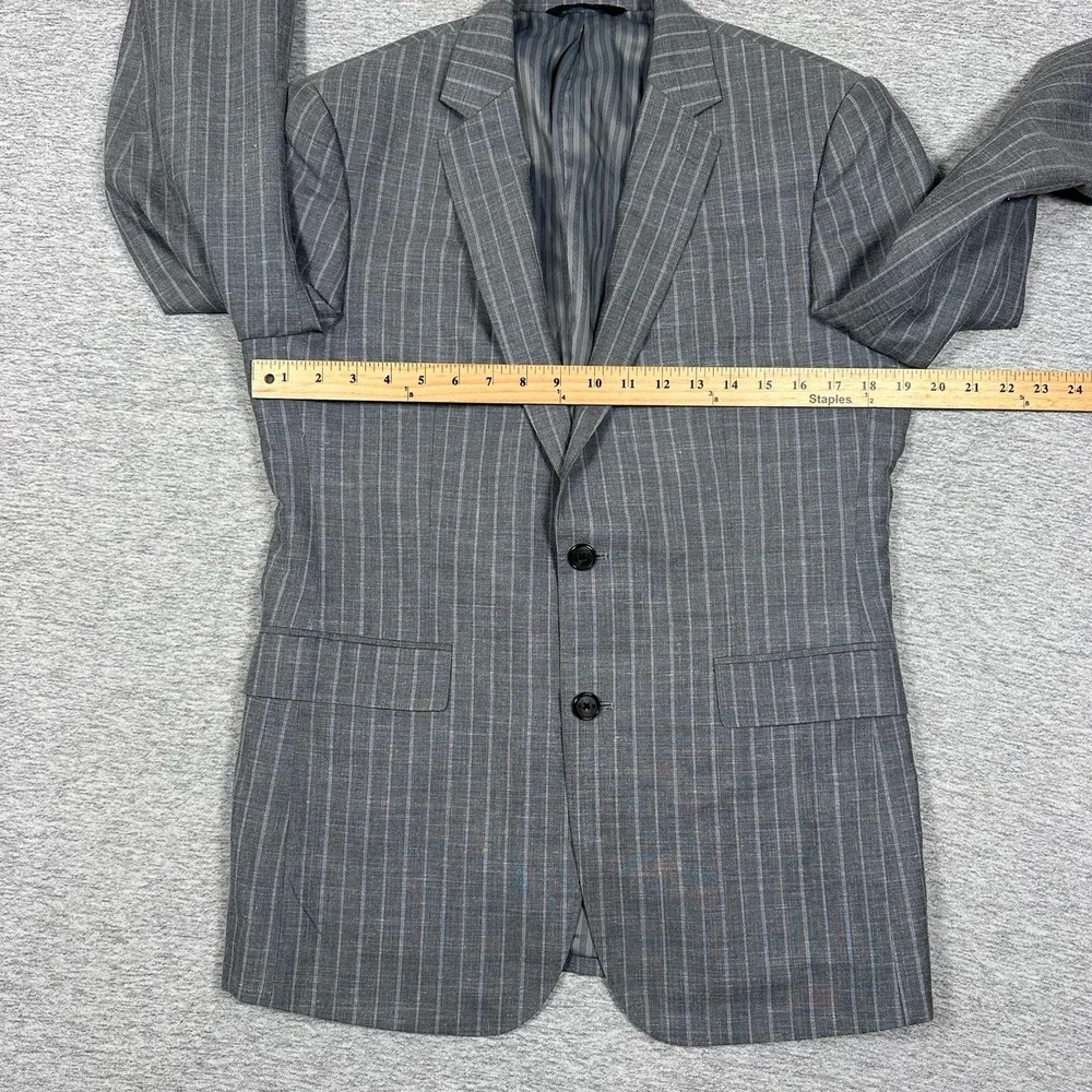 Banana Republic Blazer Mens 38R Gray Striped Wool Silk Linen Vitale Barberis